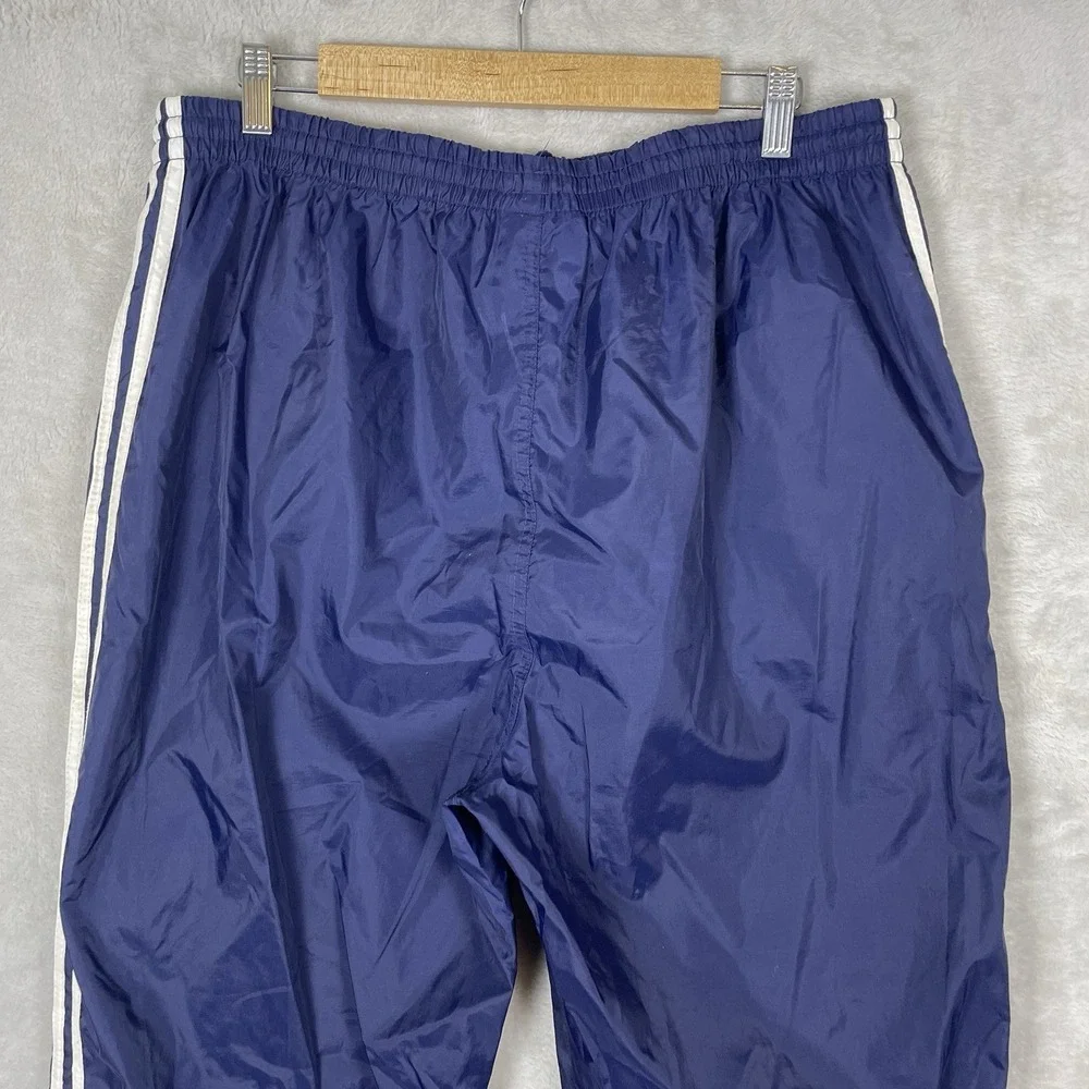 Vtg 90s Adidas Track Pants Men XL 3 Stripe Windbreaker Zip Ankle Logo Drawstring